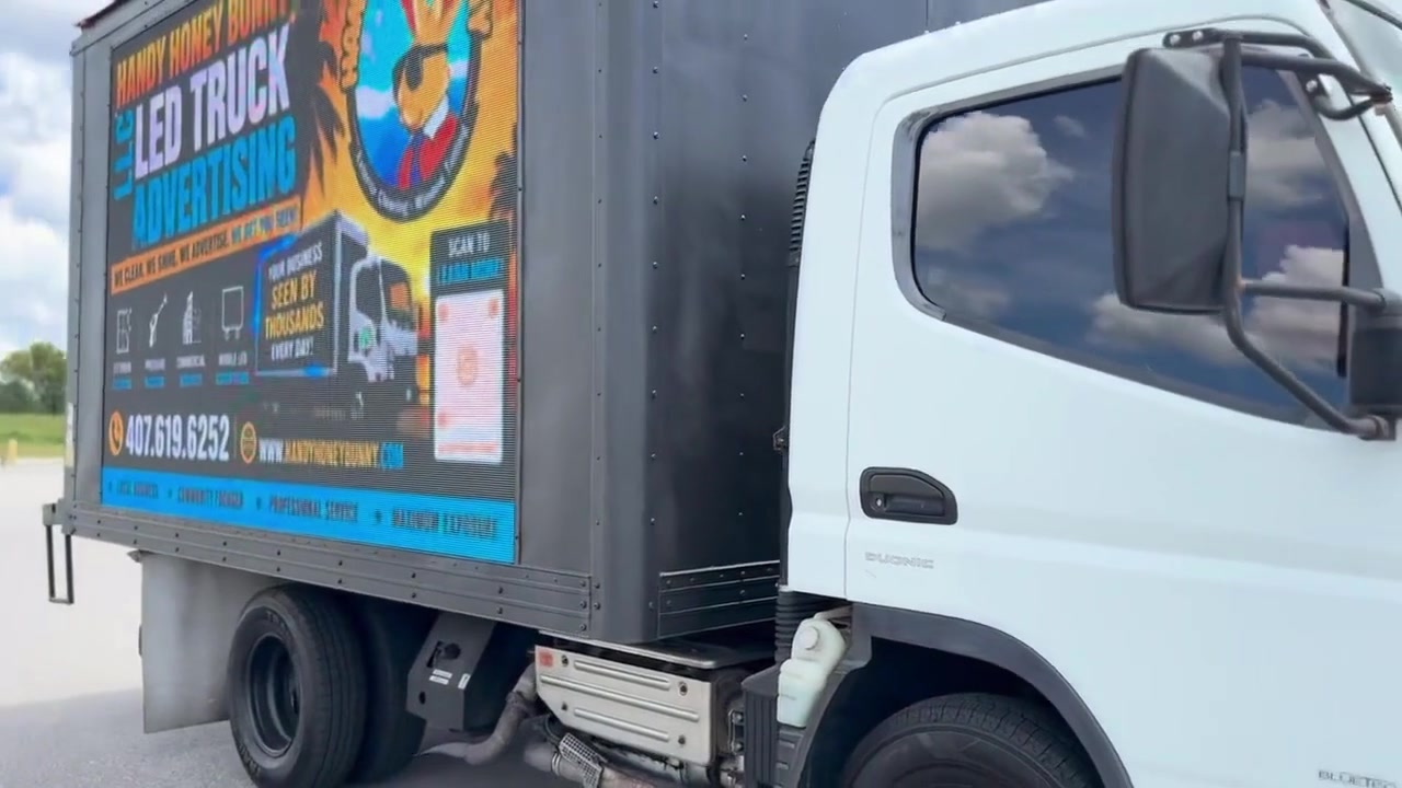 An angled view of the Handy Honey Bunny LED truck